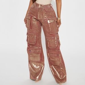 FN Foil Baggy Burgundy Cargo Jeans size 7